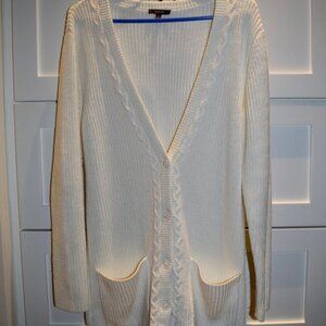 NYDJ Ivory Button Fpront COTTON Cardigan S Like New~Washed not Worn